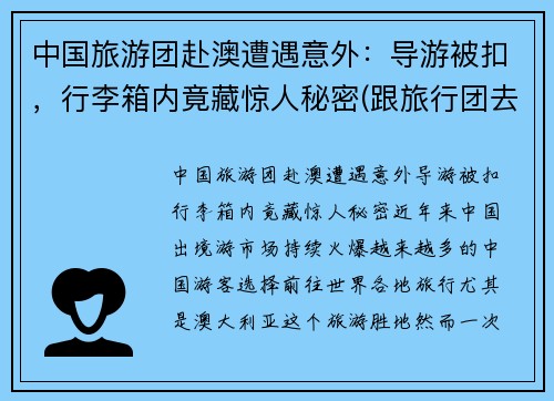 中国旅游团赴澳遭遇意外：导游被扣，行李箱内竟藏惊人秘密(跟旅行团去澳门用签证吗)