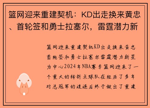 篮网迎来重建契机：KD出走换来黄忠、首轮签和勇士拉塞尔，雷霆潜力新星